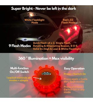 LED warning lights - set of 3 with storage bag