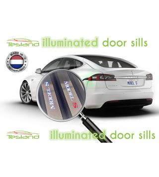 Illuminated Door Sill Plates Model S-MODEL S-White with red S