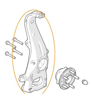 FRONT LEFT SUSPENSION KNUCKLE ASSSEMBLY - DUAL MOTOR