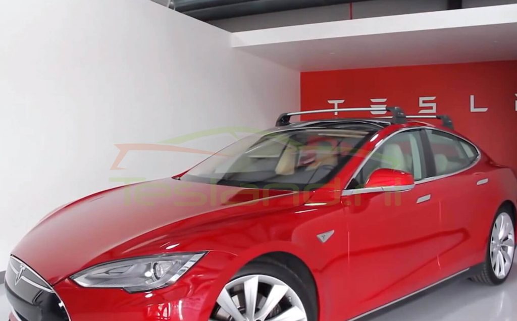 Roof rack for snowboard and bike for Tesla Model S - Tesland